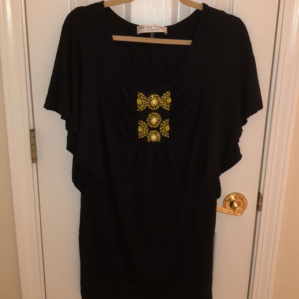 Trina Turk dress black with beads size 0
